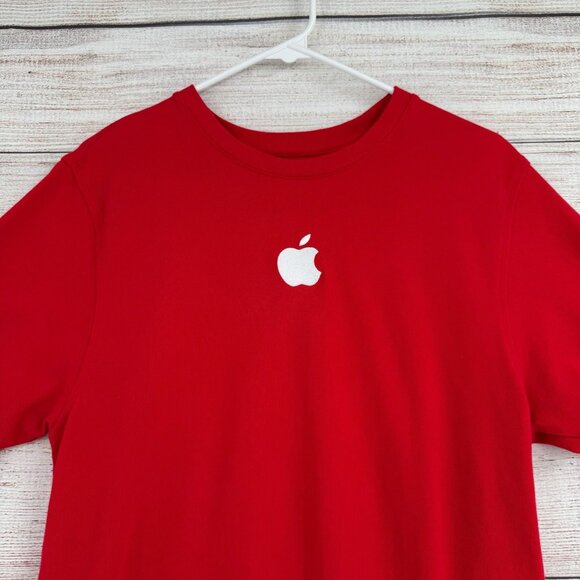 Apple Employee Knit Short Sleeve T-Shirt Men's Size Medium Red - Picture 3 of 14